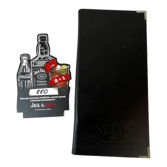 VTG JACK DANIELS Old No 7 Leather Book Whiskey Drink Menu And Jack And Coke Sign - Picture 1 of 10